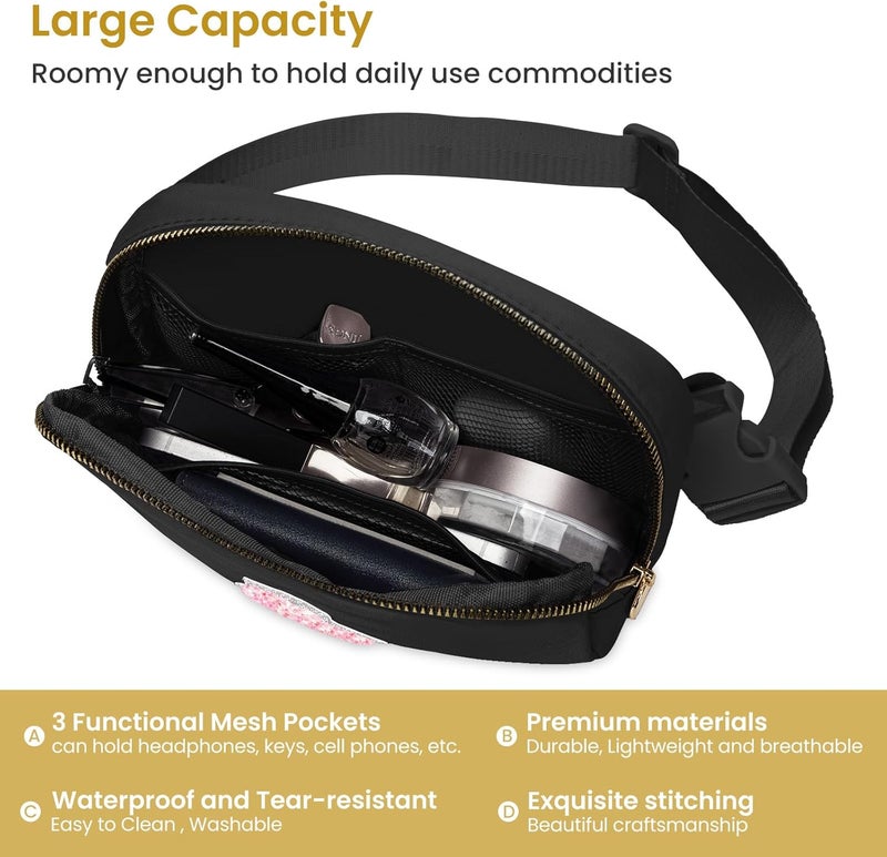 YQE Unisex Mini Belt Bag with Adjustable Strap,Everywhere Fanny Pack Crossbody Bags for Women Men Gifts for Teenage Girls, Fashion Waist Packs for Workout Running Traveling Hiking (Black, A) - Image 3